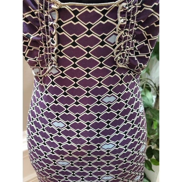 M.S.S.P Women's Purple Polyester Square Neck Sleeveless Knee Length Dress Size L - Picture 10 of 15